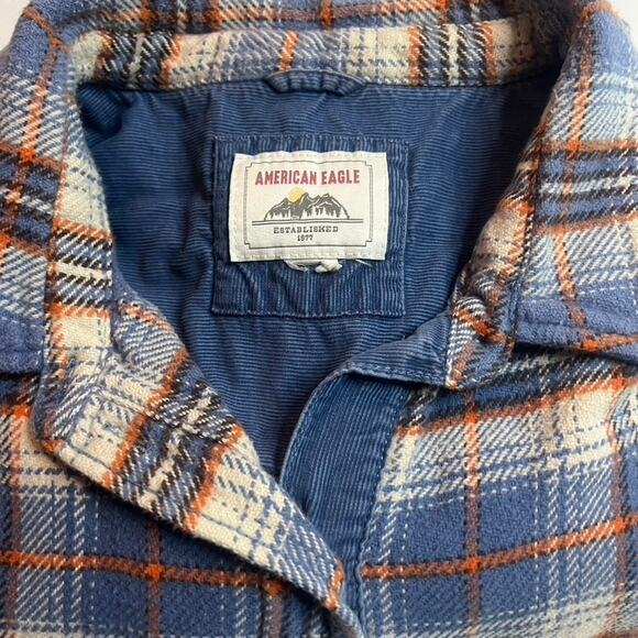 American Eagle Flannel Jacket Mens Shacket Grunge Skater Med 90s Y2K Outdoor - Picture 11 of 11